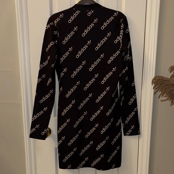 Adidas Black Long Sleeve Dress with Logo Pattern - Picture 3 of 3